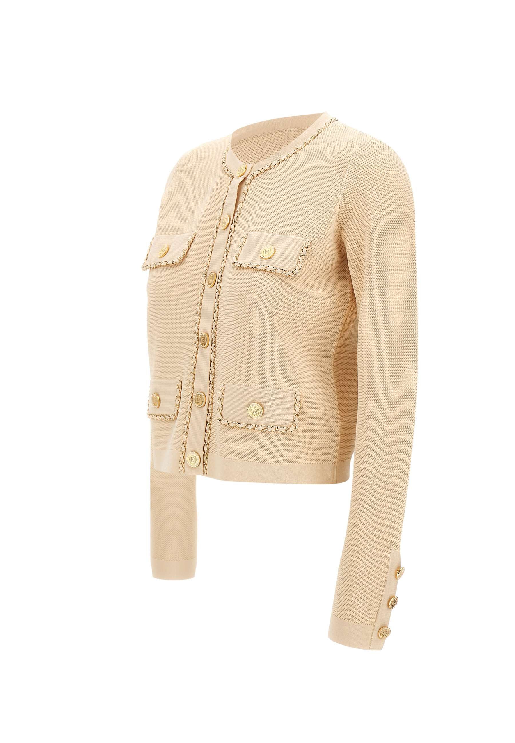 Elisabetta Franchi MK63B46E2 Woman Beige Jackets - Zuklat