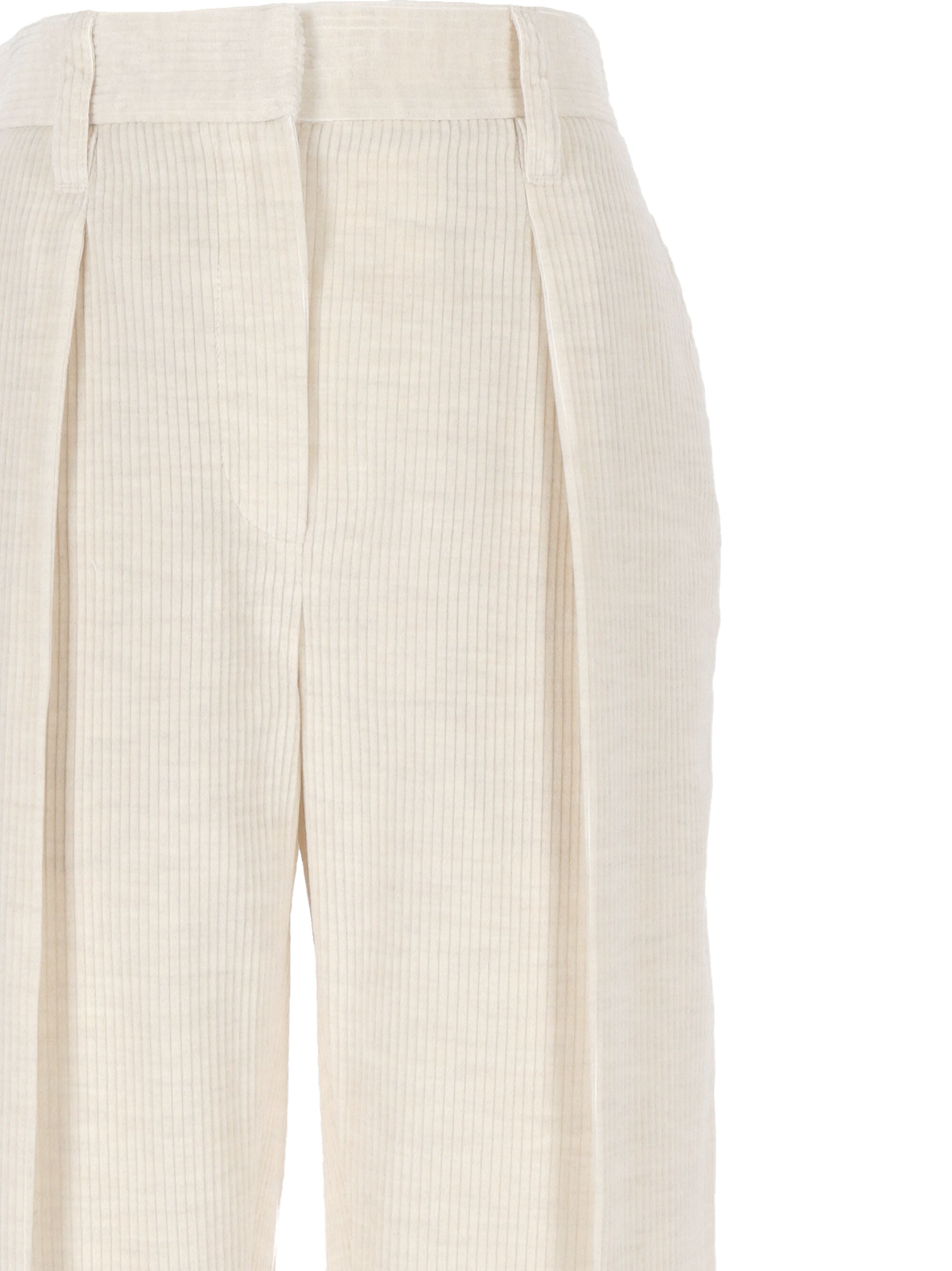 Brunello Cucinelli MP576P8562 Woman Ivory Trousers - Zuklat