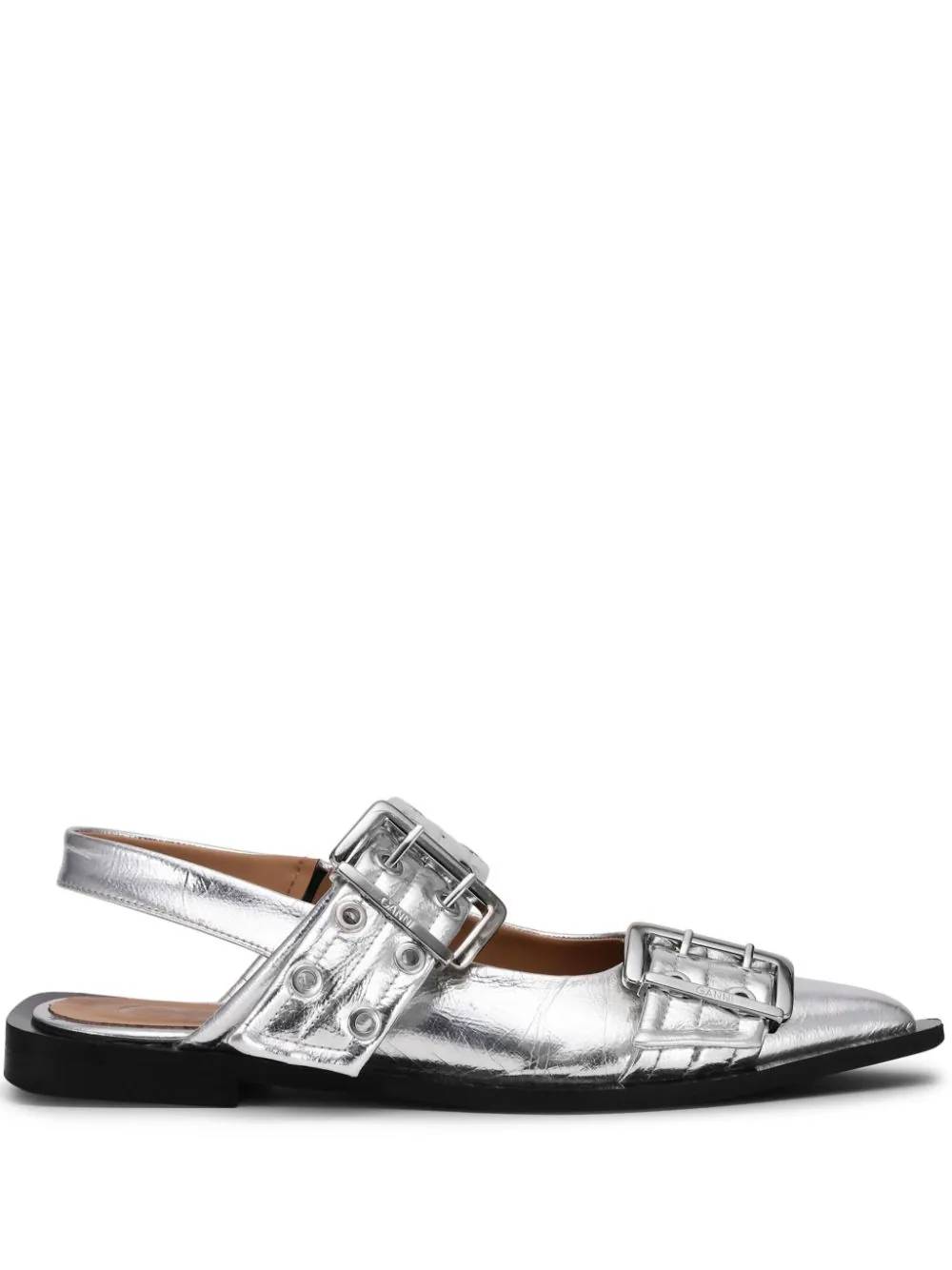 GANNI S2725 Woman Silver Flat shoes - Zuklat