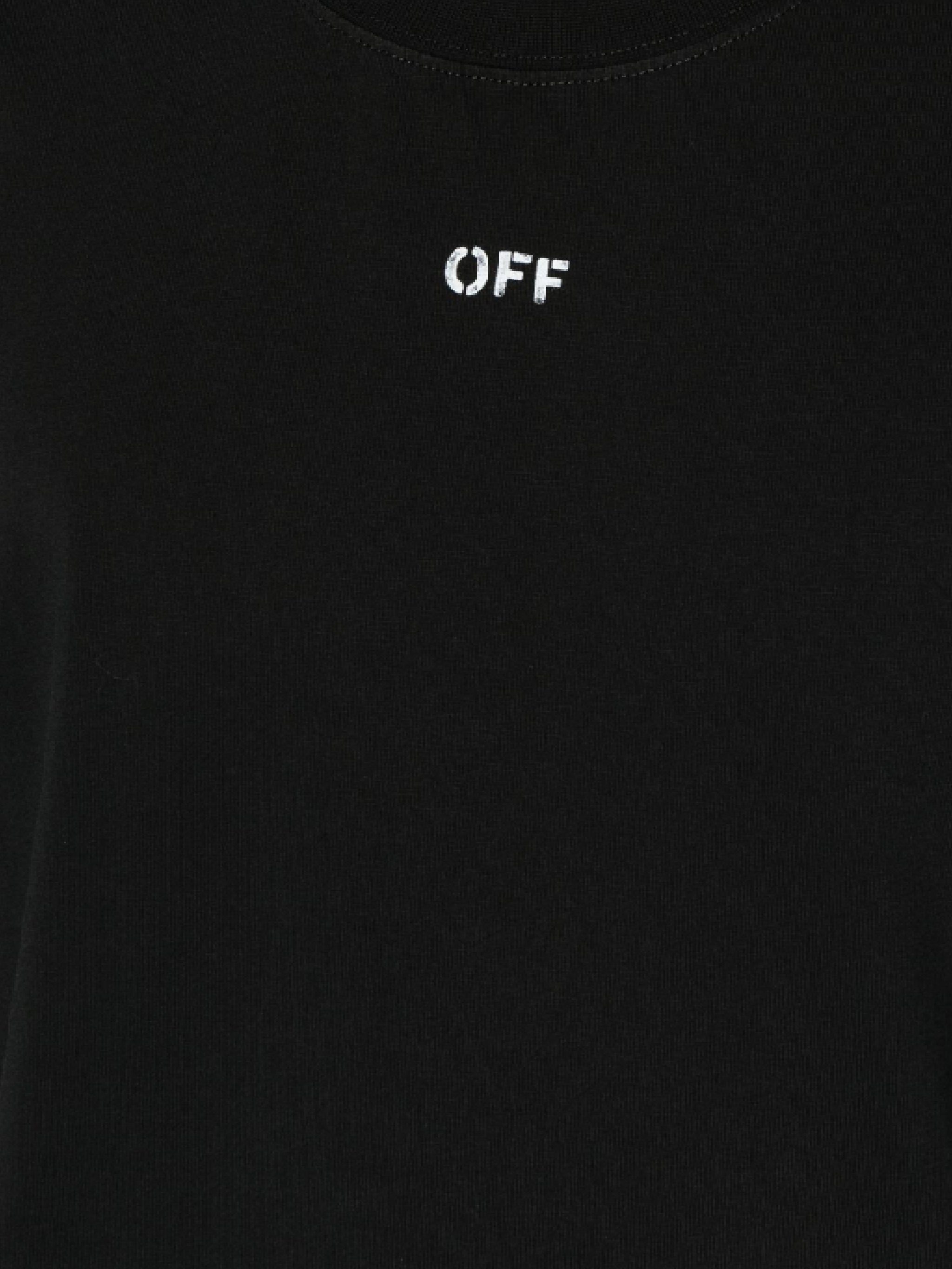 Off White OMAA027C99JER017 Man Black whit T-shirts and Polos - Zuklat