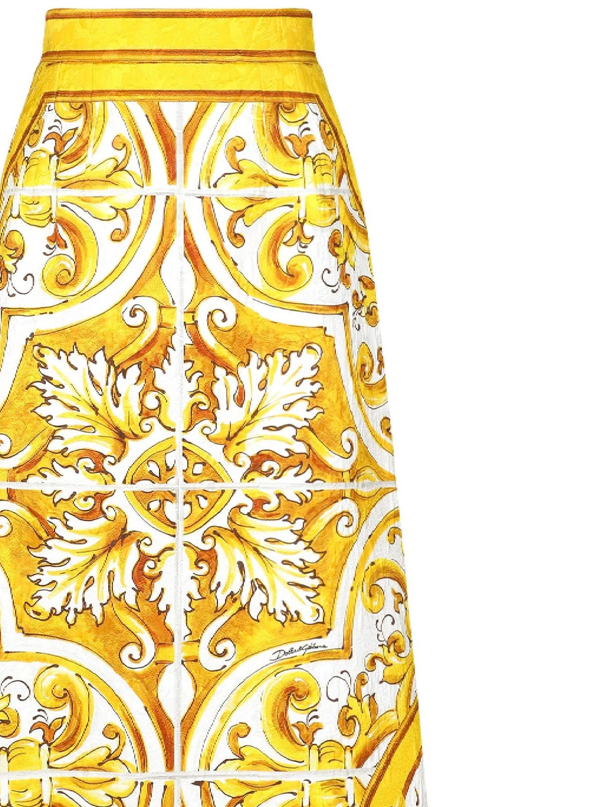 Dolce & Gabbana F4CUNT Woman MIX MAIOLICA L GIALLO Skirts - Zuklat