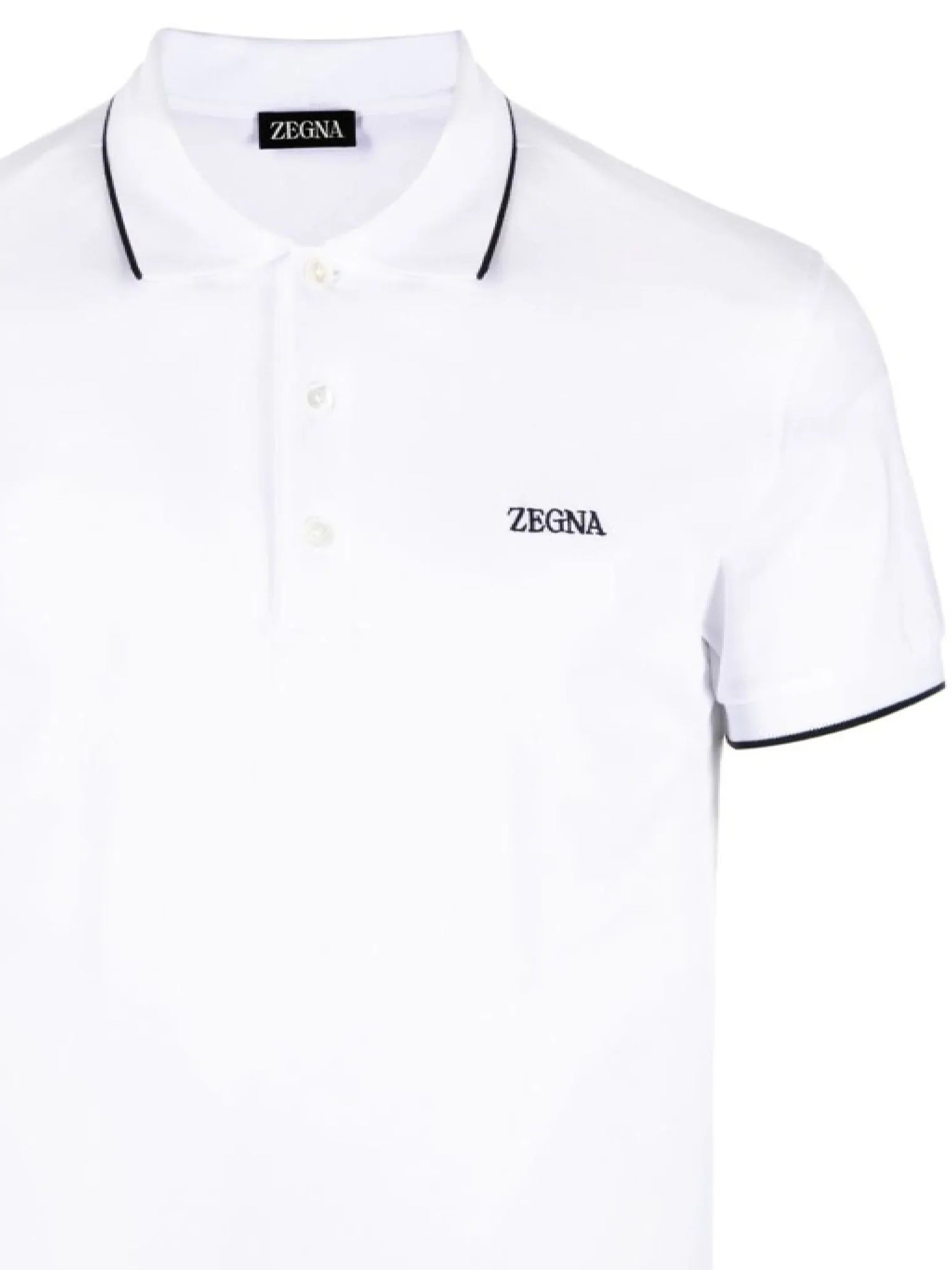 ZEGNA RE7358A5-B746 Man White T-shirts and Polos - Zuklat