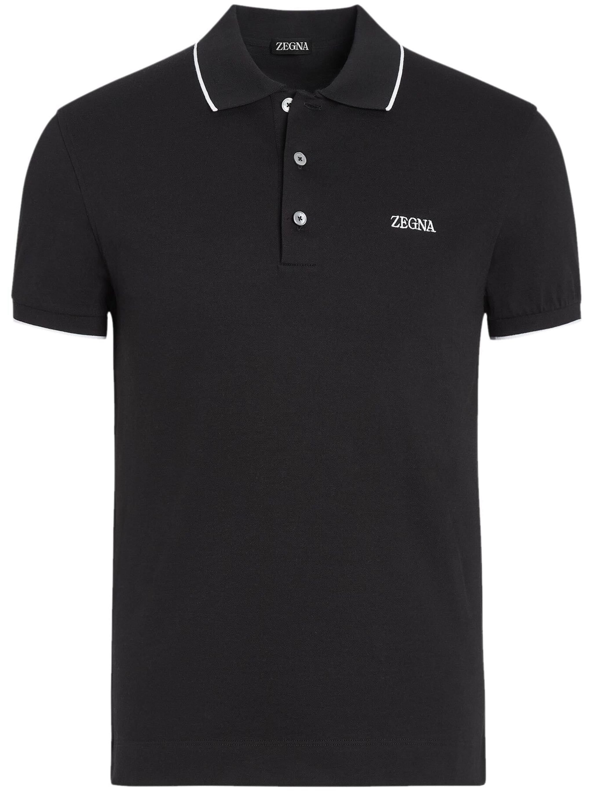 ZEGNA RE7358A5-B746 Man Black T-shirts and Polos - Zuklat