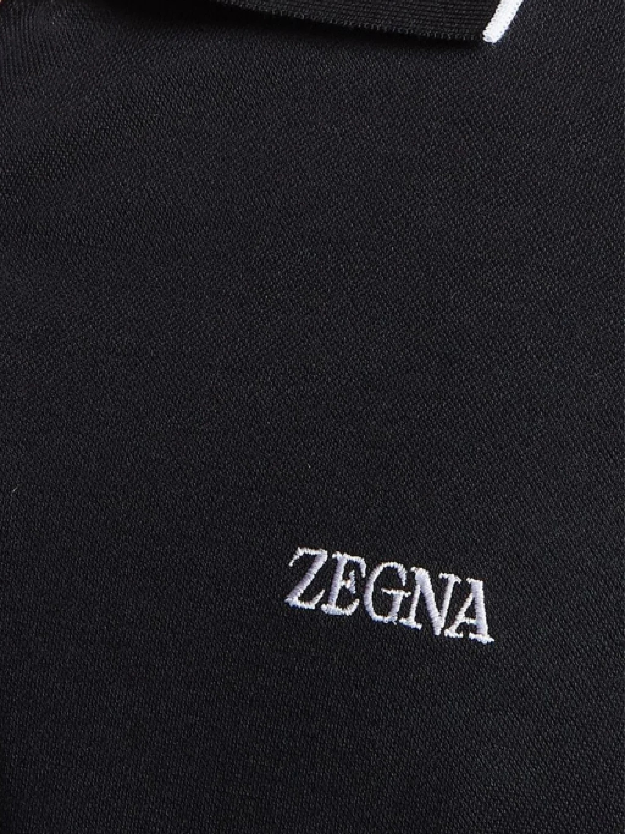 ZEGNA RE7358A5-B746 Man Black T-shirts and Polos - Zuklat