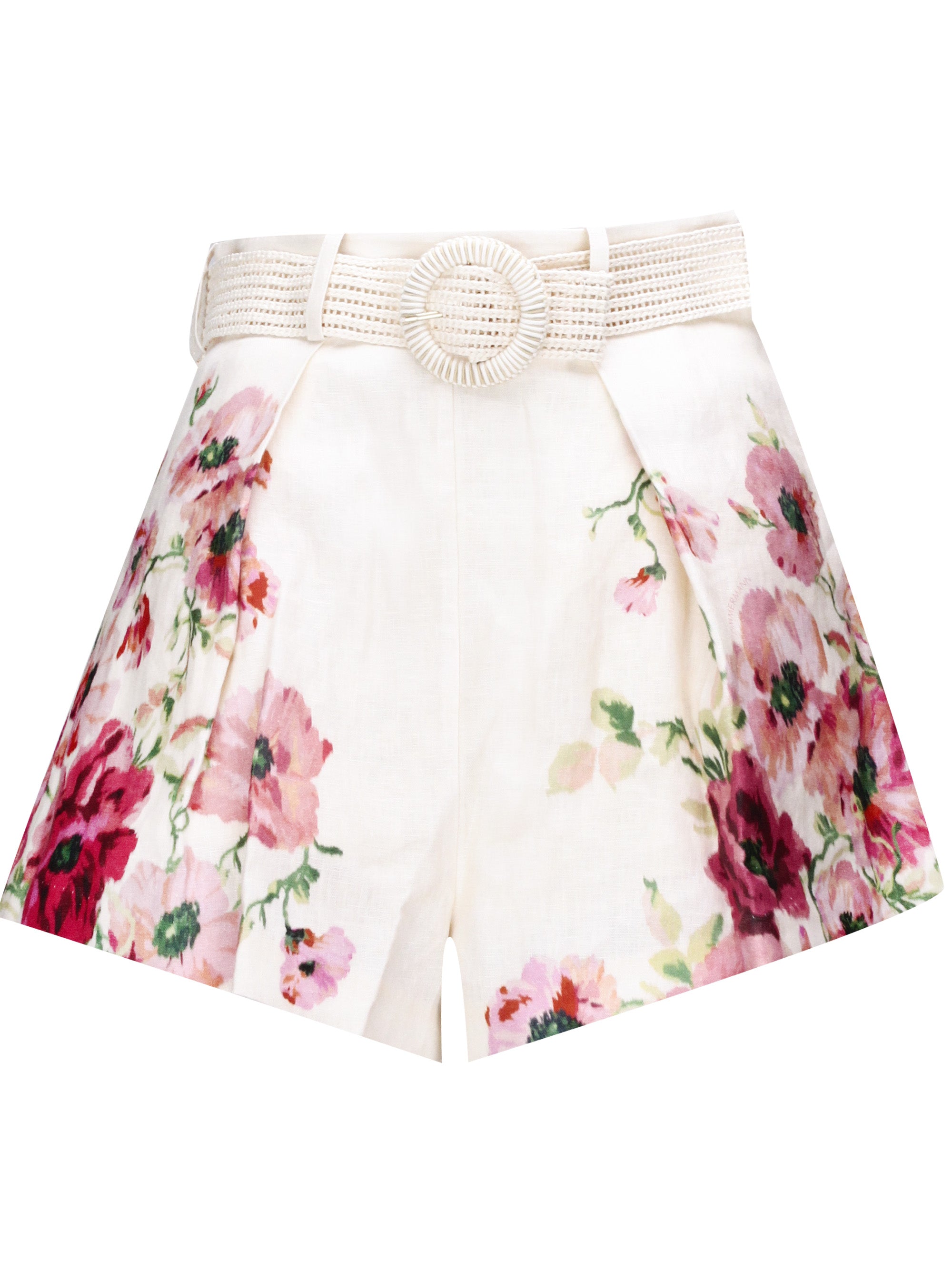 Zimmermann 7453ASS246 Woman Cream Red Floral Shorts - Zuklat