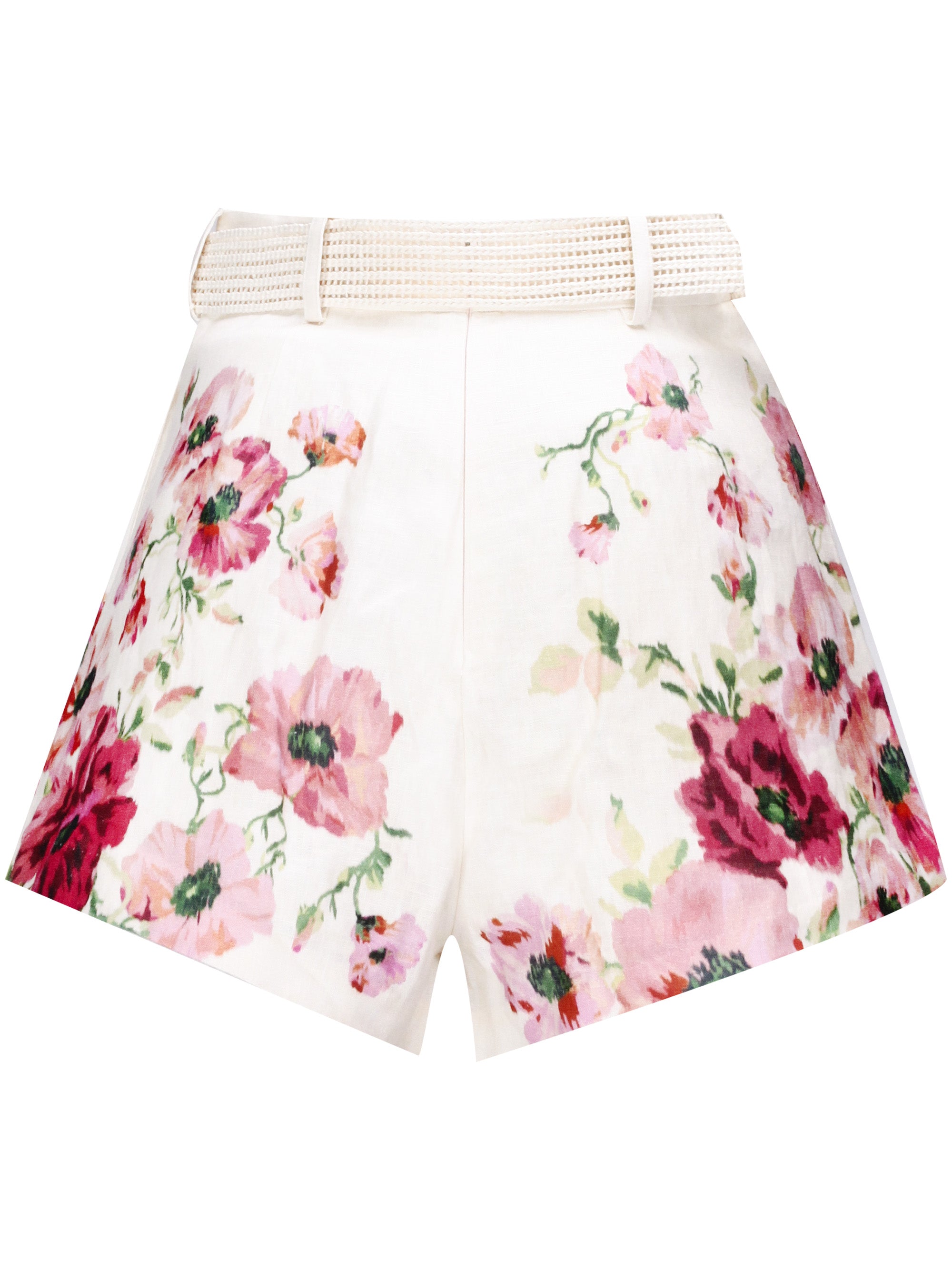 Zimmermann 7453ASS246 Woman Cream Red Floral Shorts - Zuklat