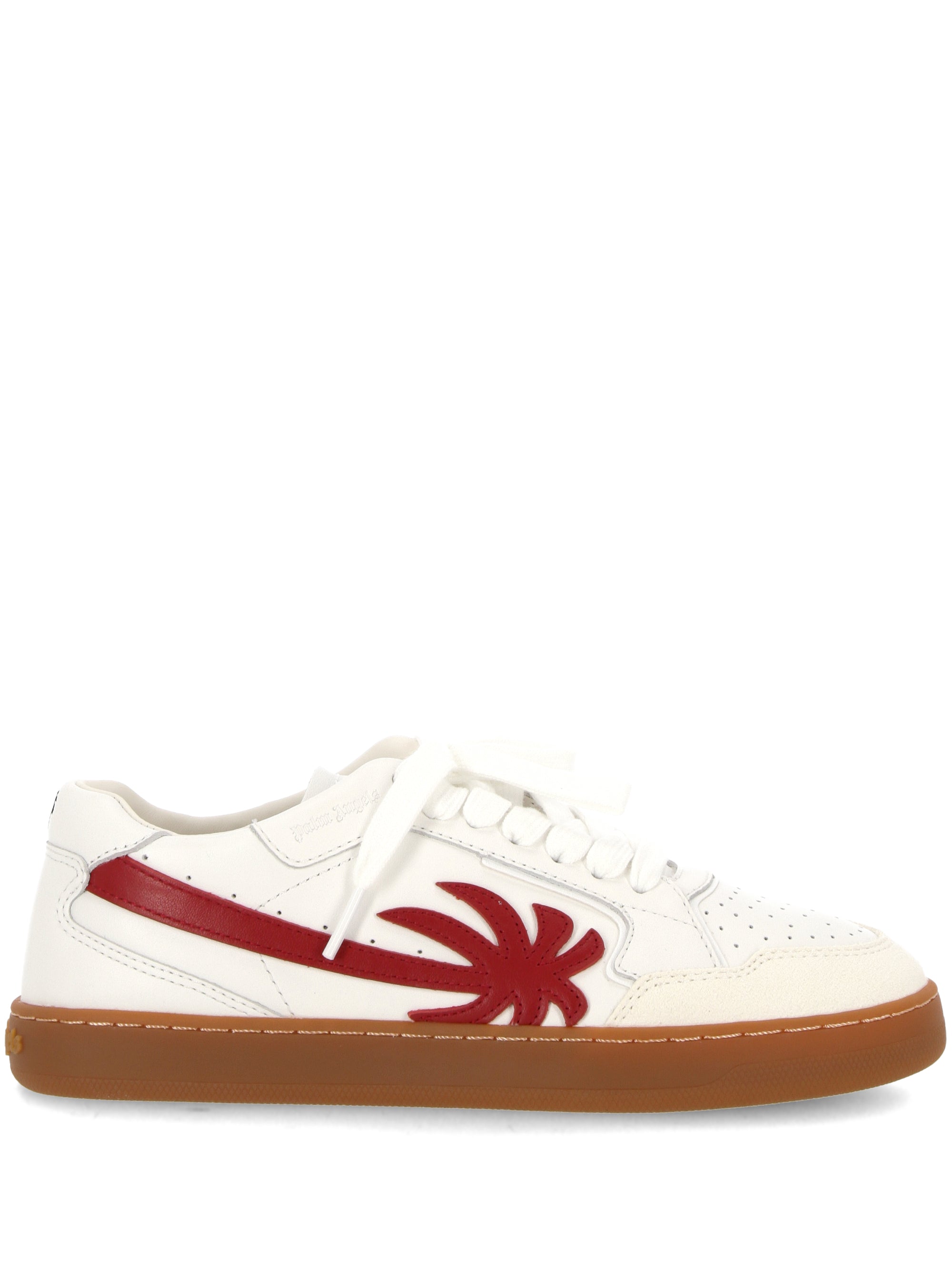 Palm Angels PWIA063F24LEA001 Unisex White red Sneakers - Zuklat