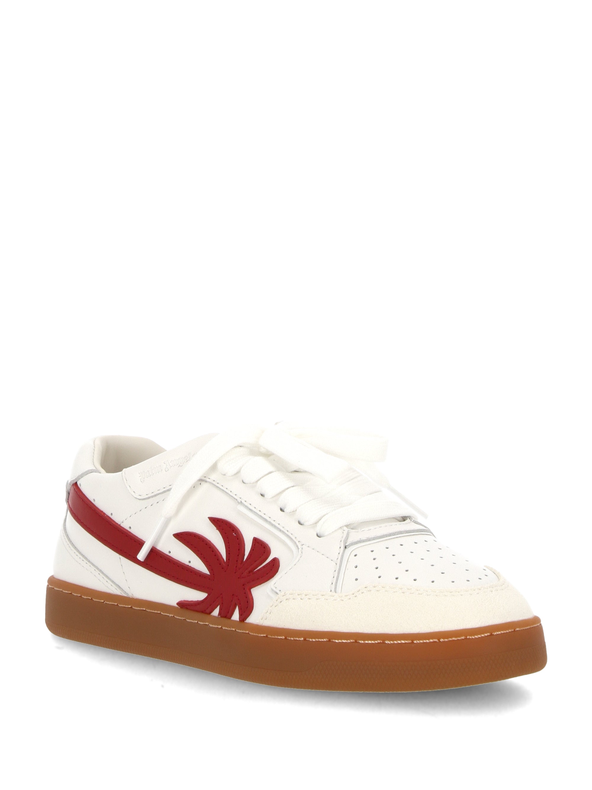 Palm Angels PWIA063F24LEA001 Unisex White red Sneakers - Zuklat