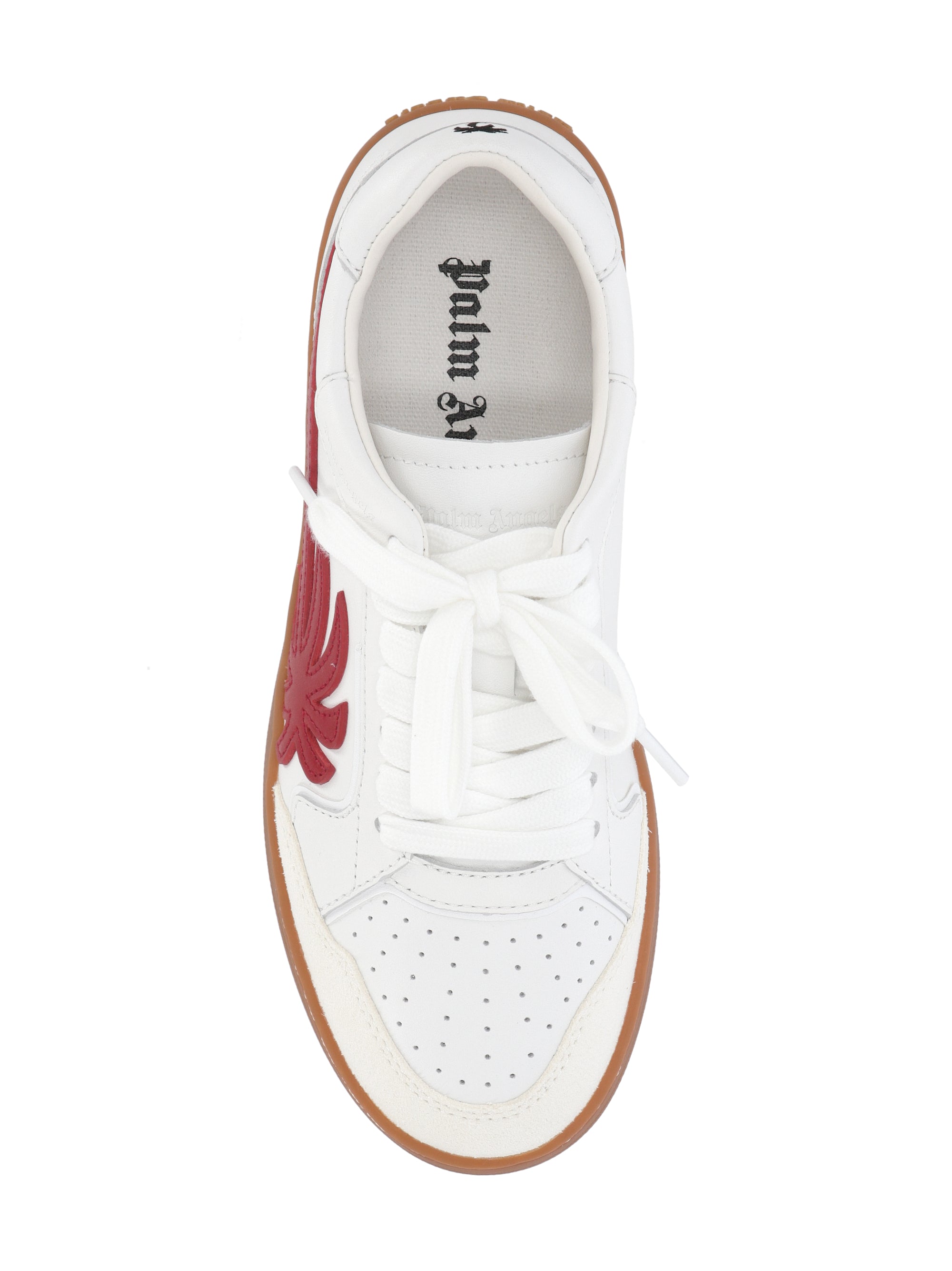 Palm Angels PWIA063F24LEA001 Unisex White red Sneakers - Zuklat