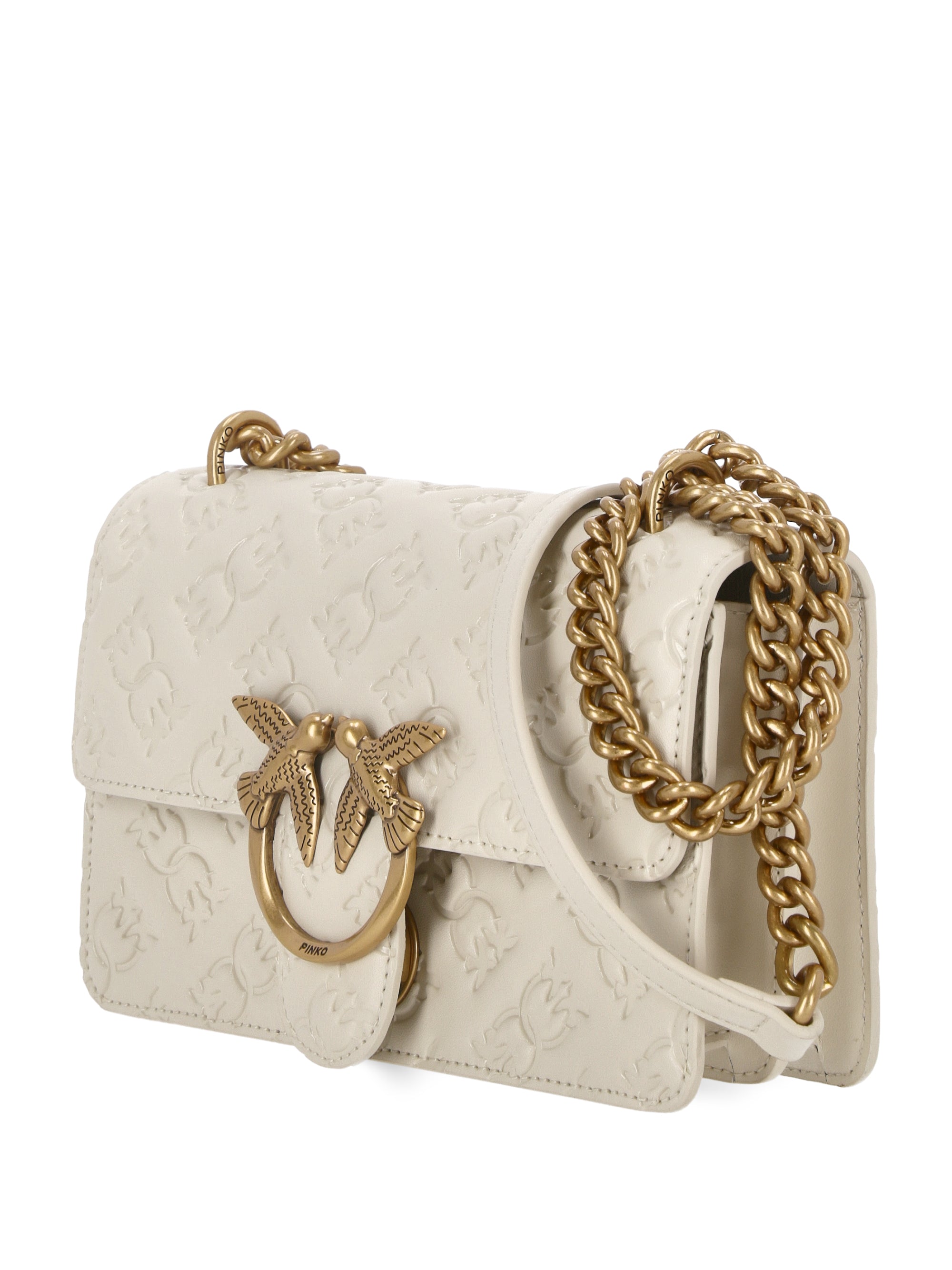 Pinko 100074 Woman BIANCO SETA-ANTIQUE GOLD Bags.. - Zuklat