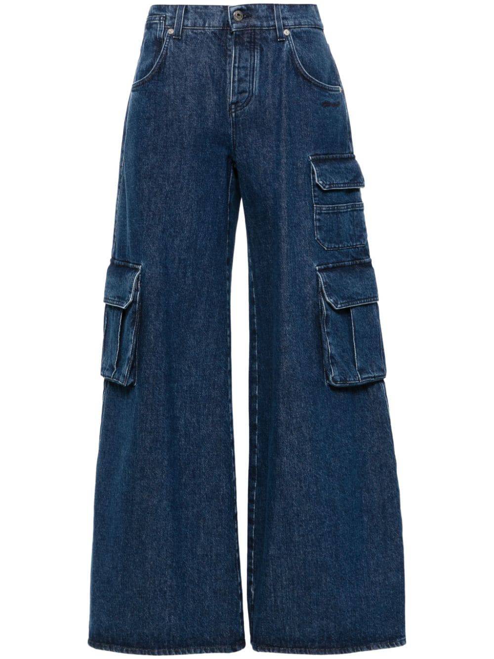 Off White OWYB019F24DEN001 Woman Deep blue Trousers - Zuklat