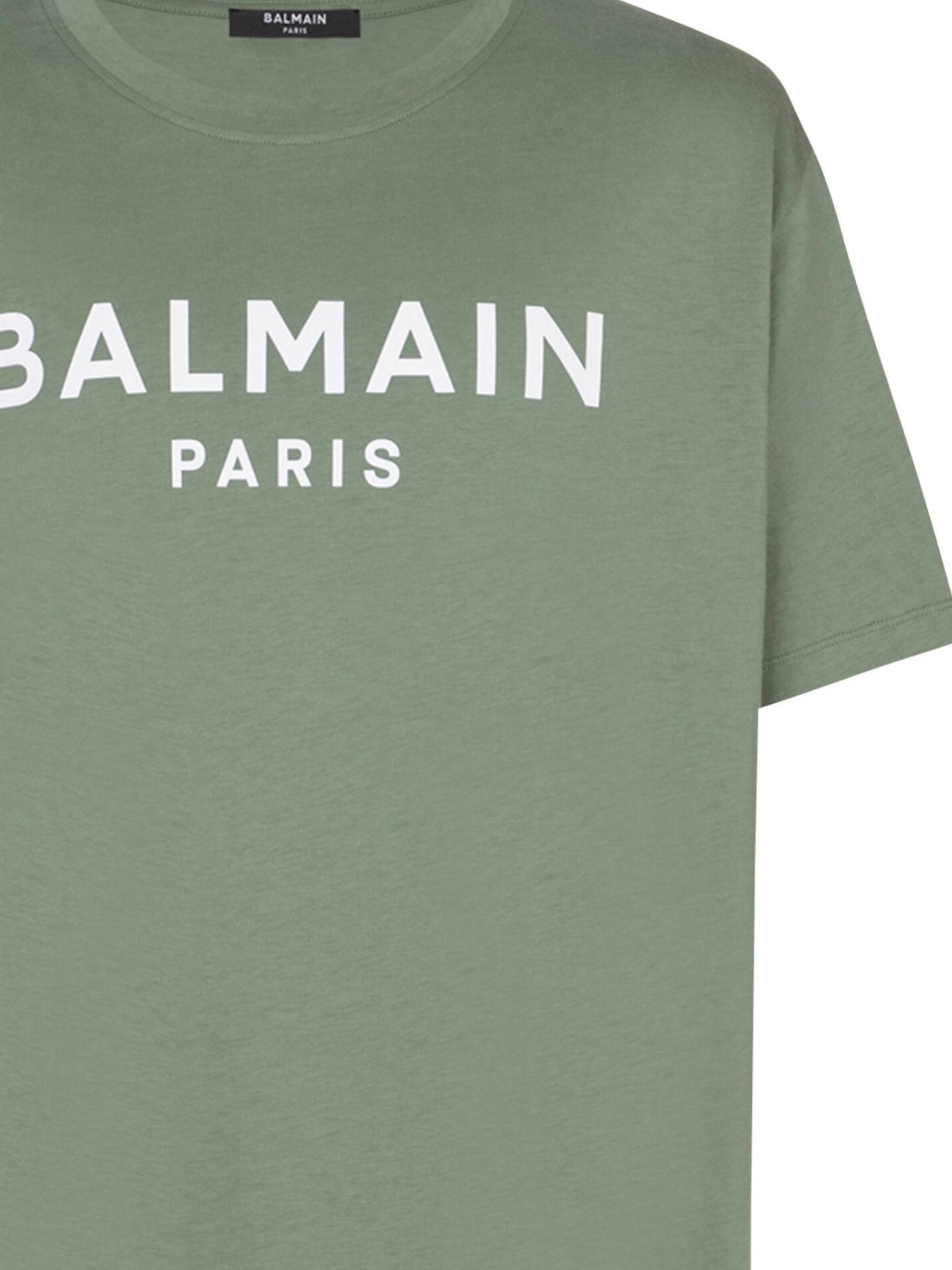 Balmain EH1EG010BB73 Man VERT LAURIER/BLANC T-shirts and Polos - Zuklat