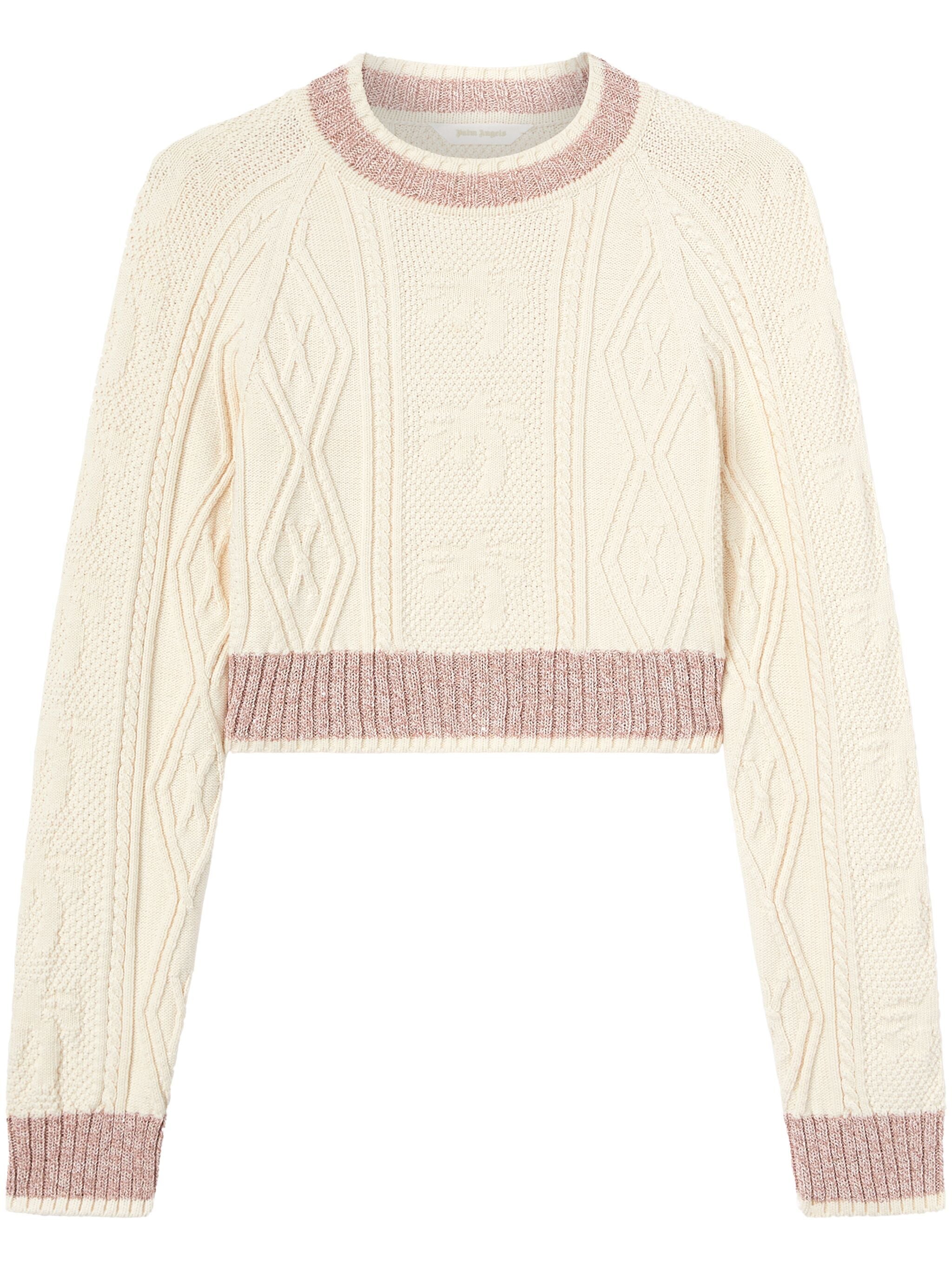 Palm Angels PWHE075S25KNI001 Woman Beige Sweaters - Zuklat