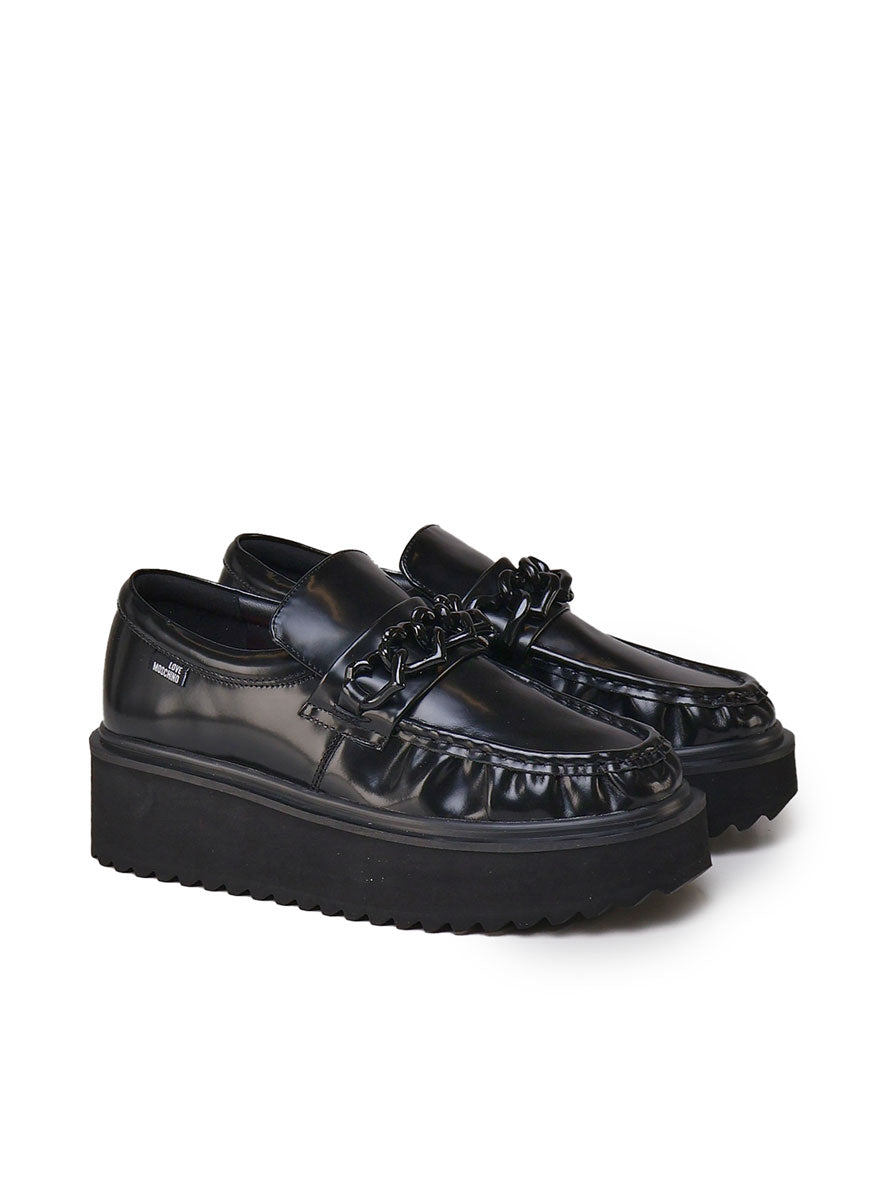 Love Moschino JA10446I0LJD0 Woman Black Flat shoes - Zuklat